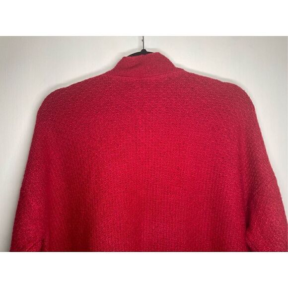 J Jill Easy Textured Long Open Front Cardigan Heathered Red Size MT - Picture 14 of 16